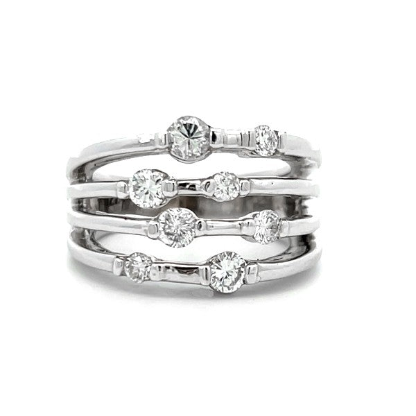 18K White Gold Open Air Diamond Fashion Ring