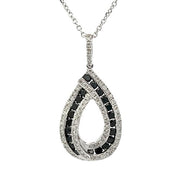 14K White Gold Black and White Diamond Pendant Necklace