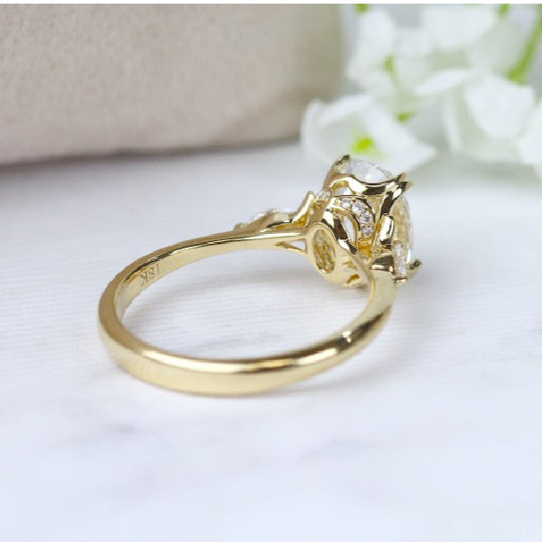 PARADE DESIGNS 14K Yellow Gold 3-Stone Hidden Halo Engagement Ring