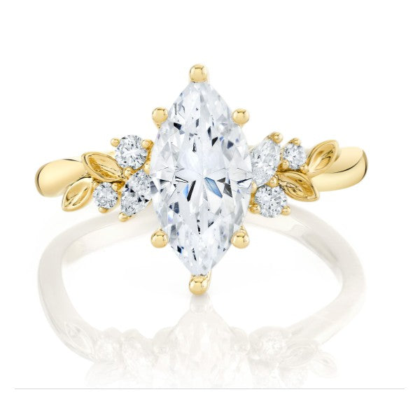 PARADE DESIGNS 14K Yellow Gold Marquise Leaf-Design Engagement Ring
