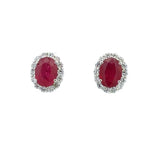 Load image into Gallery viewer, Ruby and Diamond Halo Earrings
