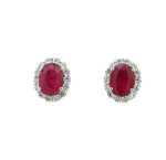 Load image into Gallery viewer, Ruby and Diamond Halo Earrings