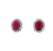 Ruby and Diamond Halo Earrings