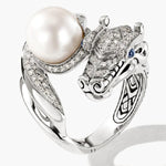 Load image into Gallery viewer, Legends Naga Diamond Pave And Pearl Dragon Ring
