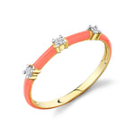 Load image into Gallery viewer, Stackable Coral Enamel and Diamond Band
