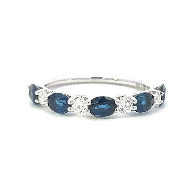 14K White Gold Sapphire and Diamond Band