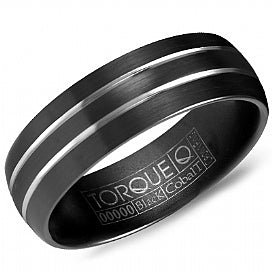 CROWN RING Men's Black Cobalt Wedding Band