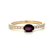 14K Yellow Gold Oval Ruby and Diamond Stackable Ring