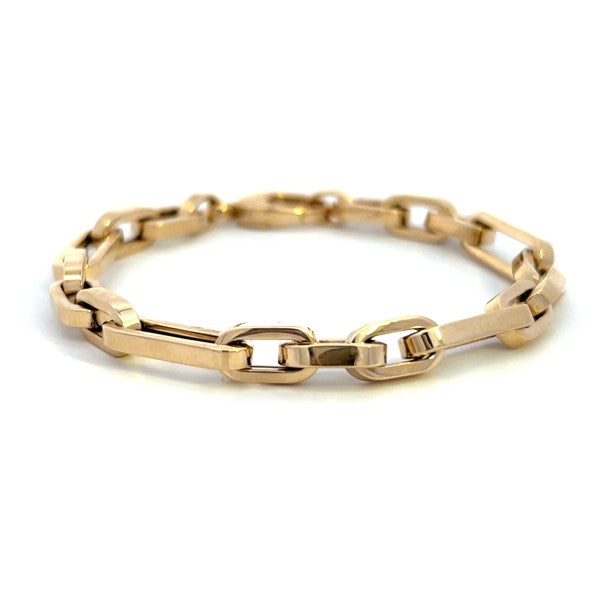 14K Yellow Gold Semi-Solid Alternating Paperclip Link Bracelet