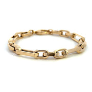 14K Yellow Gold Semi-Solid Alternating Paperclip Link Bracelet