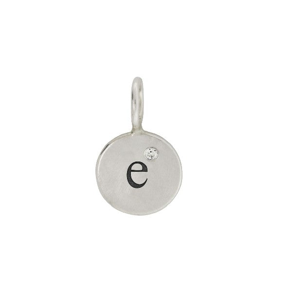 HEATHER B MOORE Small Round Disc Initial "e" Charm