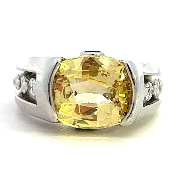 18K White Gold Yellow Sapphire and Diamond Fashion Ring - FINAL SALE