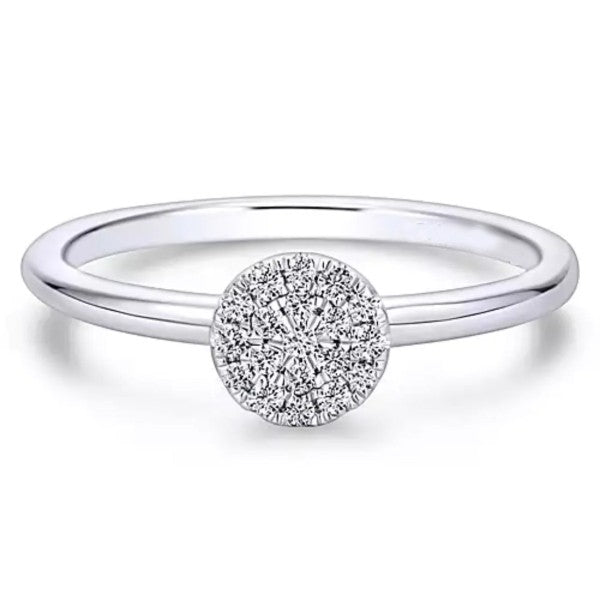 14K White Gold Diamond Pave Cluster Ring