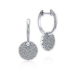 Load image into Gallery viewer, 14K White gold Diamond Pavé Disc Drop Earrings