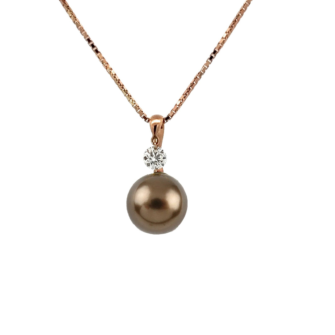 18K Rose Gold Chocolate Tahitian Pearl Neclace