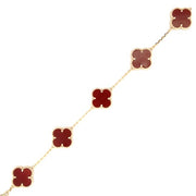 14K Yellow Gold and Red Agate Clover Bracelet