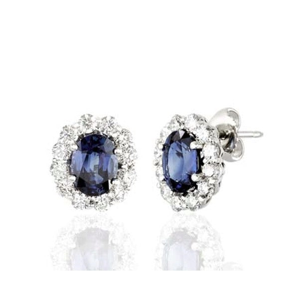 Sapphire and Diamond Halo Earrings