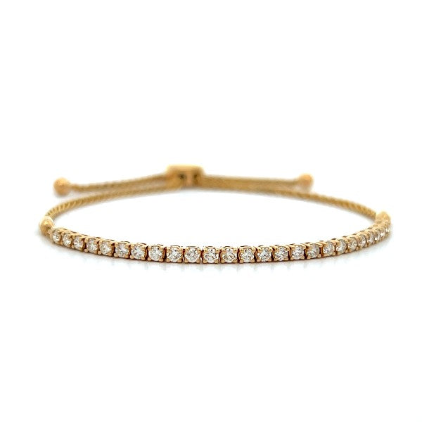 14K Yellow Gold Adjustable Diamond Bolo Bracelet
