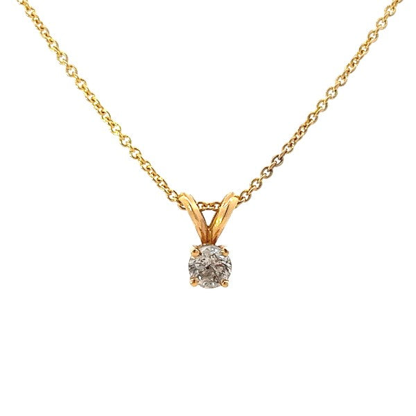 14K Yellow Gold Diamond Solitaire Pendant 1/4 CT