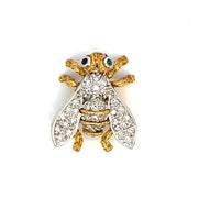 ESTATE Vintage Flaircraft 18K Gold Diamond and Emeralnd Bumble Bee Pin Brooch