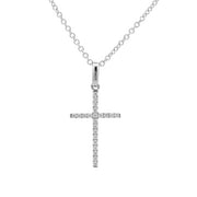 14K White Gold Small Diamond Cross Pendant