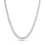 14K White Gold Graduated Round Diamond Riviera Necklace 15.00cttw