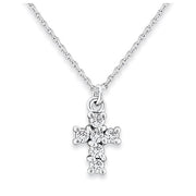 14K White Gold Diamond Cross Necklace