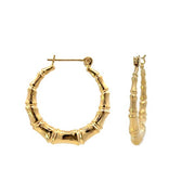 ESTATE 14K Yellow Gold Bamboo Hoop Earrings