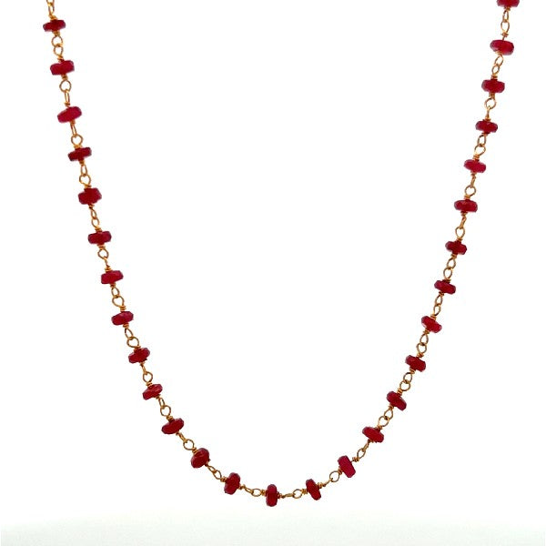 18K Yellow Gold Ruby Briolette Necklace