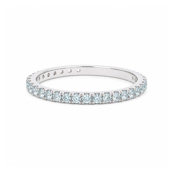 14K White Gold Aquamarine Stackable Ring