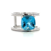 14K White Gold Open Frame Swiss Blue Topaz Ring