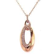 18K Rose Gold Open Oval Link Diamond Necklace