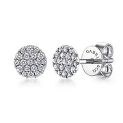 14K White Gold Pave Diamond Stud Earrings