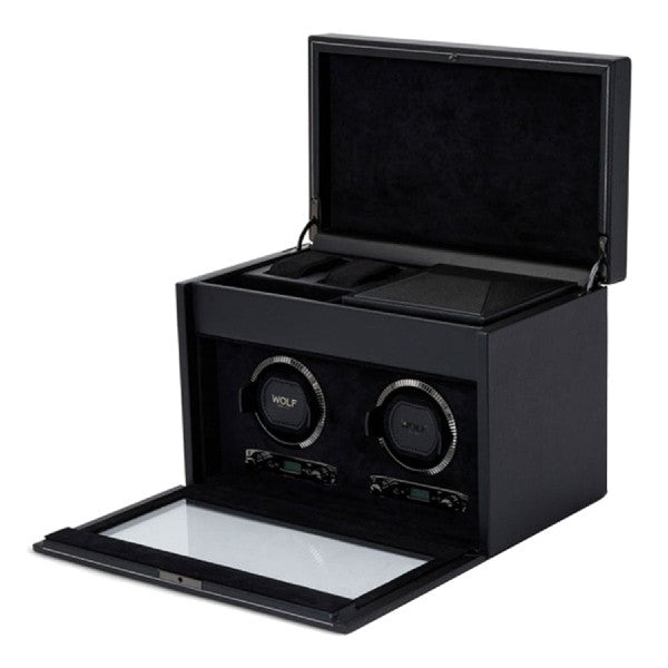 WOLF British Racing Double Watch Winder With Storage