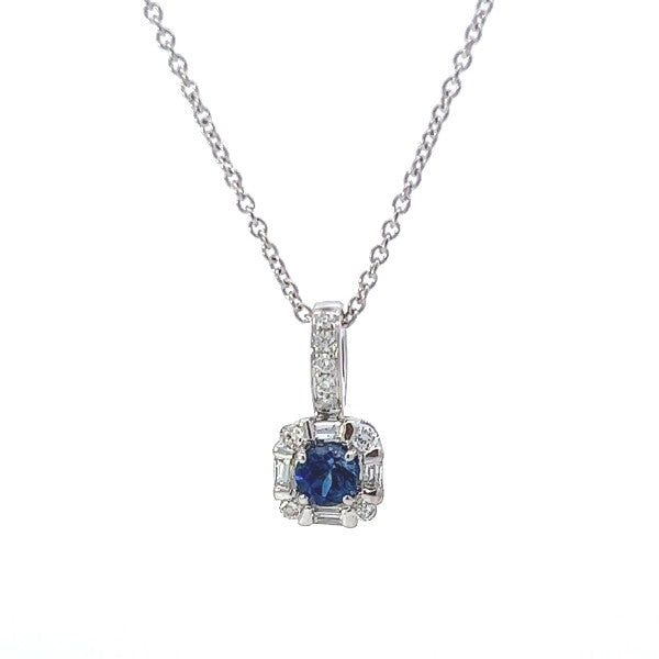 Sapphire andDiamond Halo Pendant