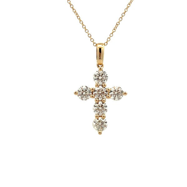14K Yellow Gold Diamond Cross Necklace