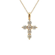 14K Yellow Gold Diamond Cross Necklace