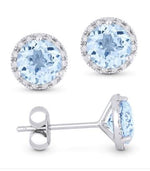 Load image into Gallery viewer, Blue Topaz and Diamond Earrings