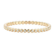 DEMEGLIO 18K Yellow Gold Bezel Set Diamond Stretch Tennis Bracelet