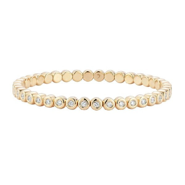 DEMEGLIO 18K Yellow Gold Bezel Set Diamond Stretch Tennis Bracelet