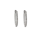14K White Gold Oval Diamond Inside-Out Hoop Earrings