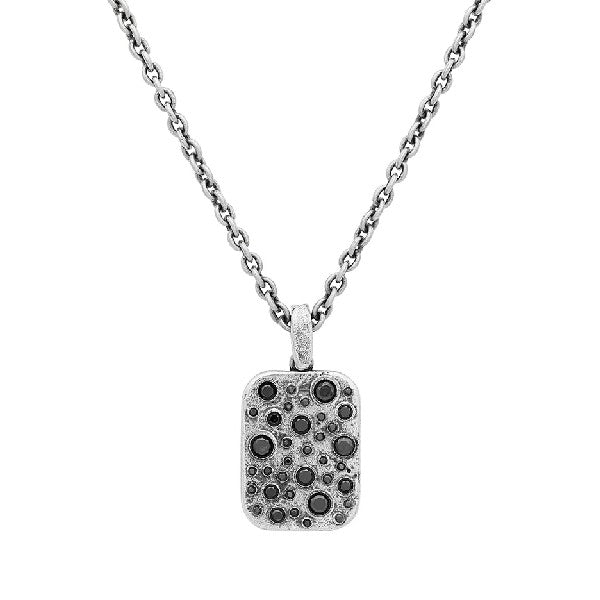 JOHN VARVATOS Stardust Sterling Silver Rectangle Black Diamond Pendant Necklace