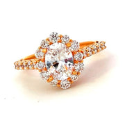 14K Rose Gold Diamond Halo Engagement Ring