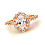 Load image into Gallery viewer, 14K Rose Gold Diamond Halo Engagement Ring