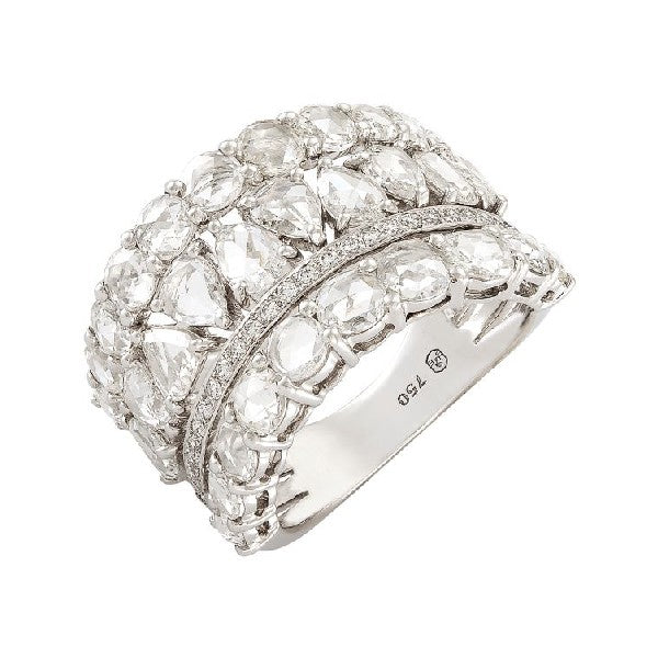 ETHO MARIA 18K White Gold Mixed Band Diamond Statement Ring