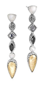 Load image into Gallery viewer, JOHN HARDY Silver Gold Black Moon Stone with Pearl Tiered Drop Earrings
