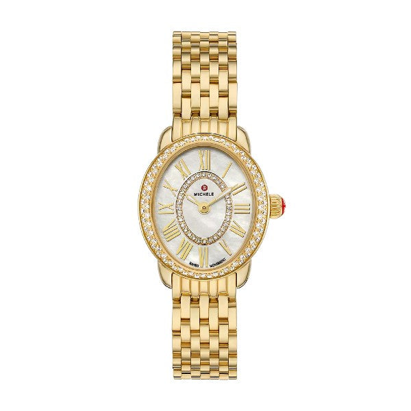 MICHELE Serein Oval Diamond 18K Gold-Plated Watch