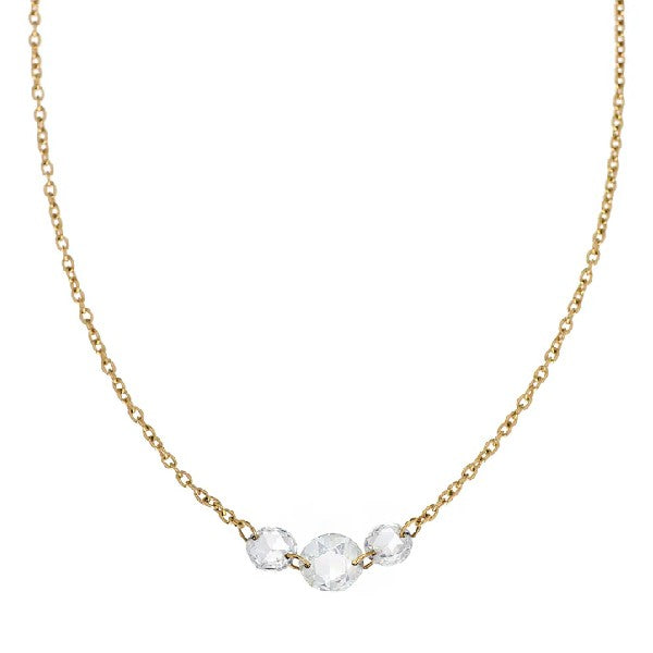 SETHI COUTURE Cien 3 Stone Rose Cut Diamond Necklace