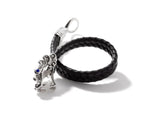 Load image into Gallery viewer, Legends Naga Blue Sapphire Braided Black Leather Bracelet