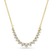 14K Yellow Gold Three Prong Graduated Round Diamond Necklace 3.00cttw